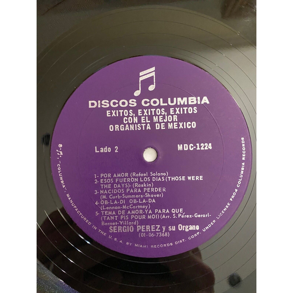 Sergio Perez Exitos Exitos Exitos Con El Mejor Organista De Mexico LP 1224 VG+ - Picture 7 of 7